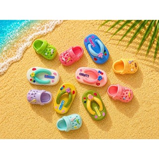 Set Charm Dép Biển Mùa Hè Kawaii Cao Cấp, Bộ Dép Tông & Dép Sục Mini Pastel Siêu Đáng Yêu, Summer Beach Collection