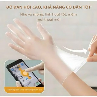 [ Túi 100 ] Găng Tay Trong Suốt Cao Su Không Bột Dùng Trong Nấu Ăn Chế Biến Thực Phẩm, Massage Spa