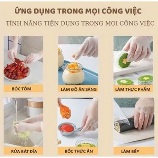 [ Túi 100 ] Găng Tay Trong Suốt Cao Su Không Bột Dùng Trong Nấu Ăn Chế Biến Thực Phẩm, Massage Spa
