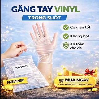 [ Túi 100 ] Găng Tay Trong Suốt Cao Su Không Bột Dùng Trong Nấu Ăn Chế Biến Thực Phẩm, Massage Spa