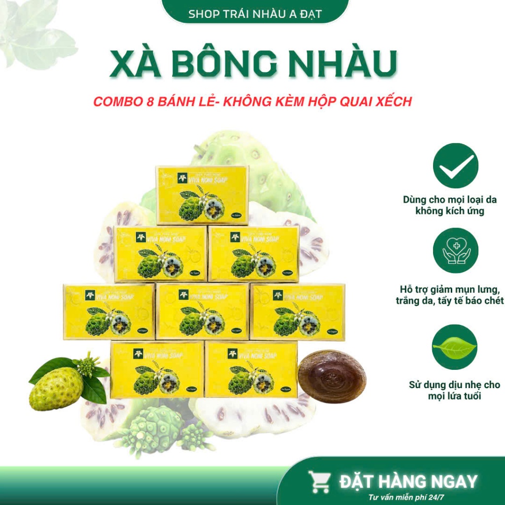 Xà bông nhàu xuất khẩu Noni Soap - 8 hộp vàng