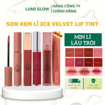 Son kem lì 3CE Velvet Lip Tint mềm mịn môi lâu trôi bền màu Son Kem Lì 3CE Chính Hãng 4g - Lumi Glow SKin