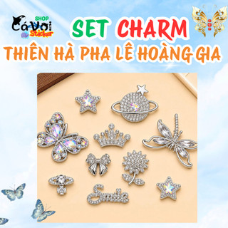 [ĐỘC QUYỀN] Set Charm Thiên Hà Pha Lê Hoàng Gia Cao Cấp, Bộ Charm Bướm, Vương Miện, Hành Tinh Và Ngôi Sao Đính Đá VIP