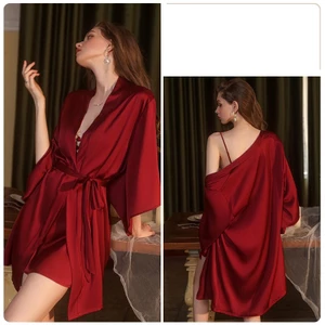 Áo Choàng Lụa Cao Cấp Nhiều Màu Kèm Đai Thắt Eo Sang Chảnh Sexy Gợi Cảm