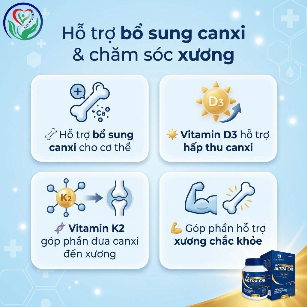 NZ Ultra Cal 30 viên bổ sung Canxi Nano, Vitamin D3 K2 hỗ trợ xương chắc khỏe