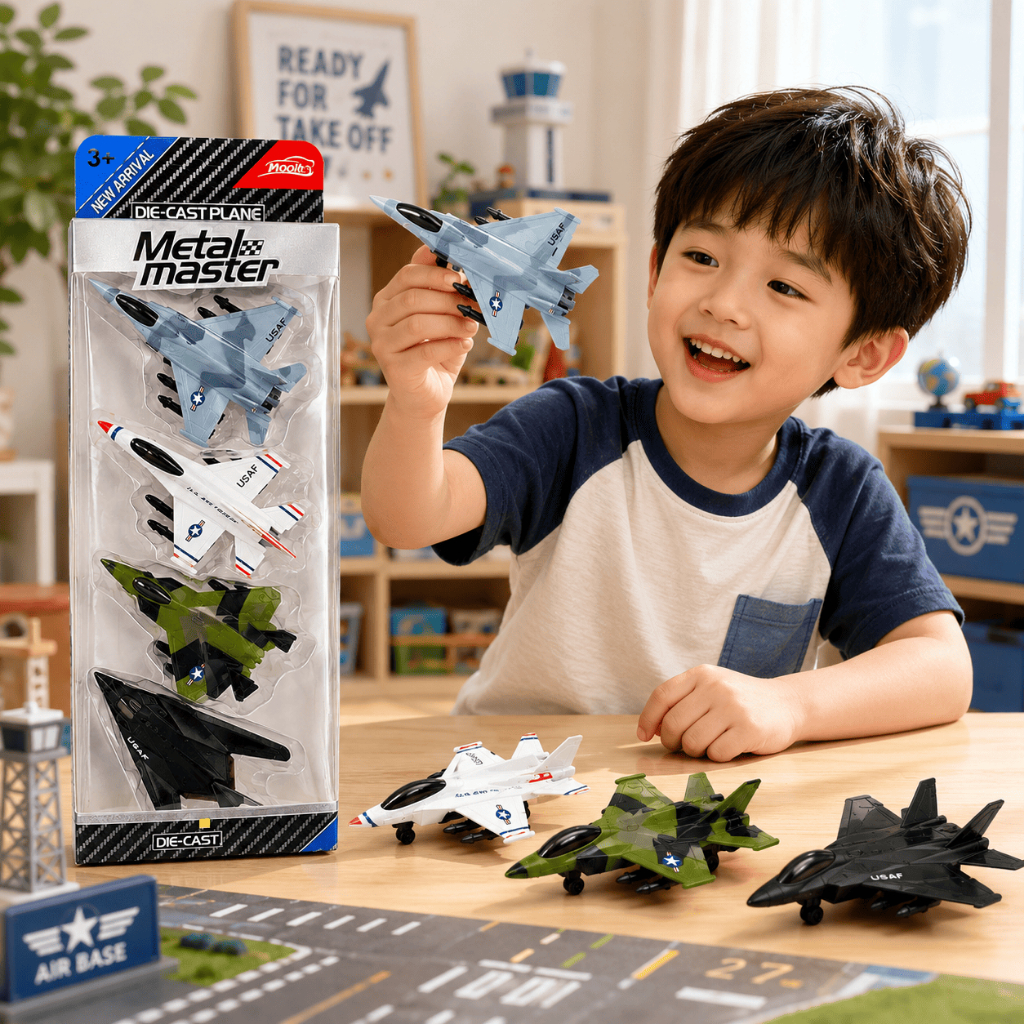 Bộ 4 Máy Bay Chiến Đấu Hợp Kim Đồ Chơi Mô Hình Máy Bay Quân Sự Cho Bé Quà Tặng Bé Trai