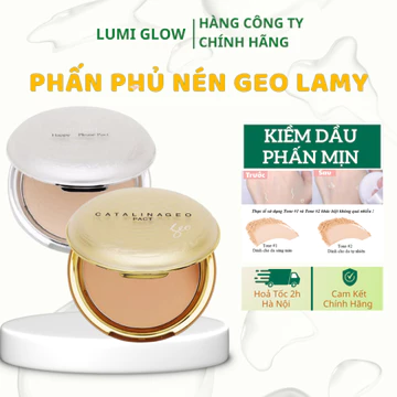 Phấn phủ nén Geo Lamy Sempre Happy & Please Pact Phấn phủ kiềm dầu mịn da che phủ tự nhiên 15g chính hãng