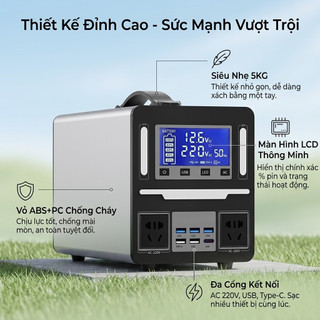 Trạm Sạc Dự Phòng Di Động 300W/600W/1000W Pin LiFePO4 Siêu Bền Máy Phát Điện Mini Cắm Trại Dự Phòng Khi Mất Điện