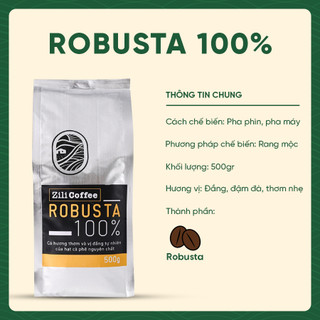 [COMBO 2 túi] Cà Phê Rang Xay Robusta Nguyên Chất - Zili Coffee ĐẬM ĐÀ, THƠM NHẸ [500g x 2 túi]
