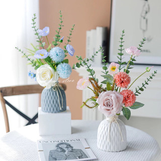 (Loại xịn màu cao cấp) Bình Hoa Nhựa Giả Gốm, Trang Trí Decor Phòng Ngủ Bàn Làm Việc, Lọ Hoa Để Bàn