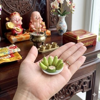 Dĩa chuối đất sét Nhật mini thờ cúng mini thần tài thổ địa mini