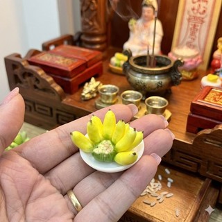 Dĩa chuối đất sét Nhật mini thờ cúng mini thần tài thổ địa mini