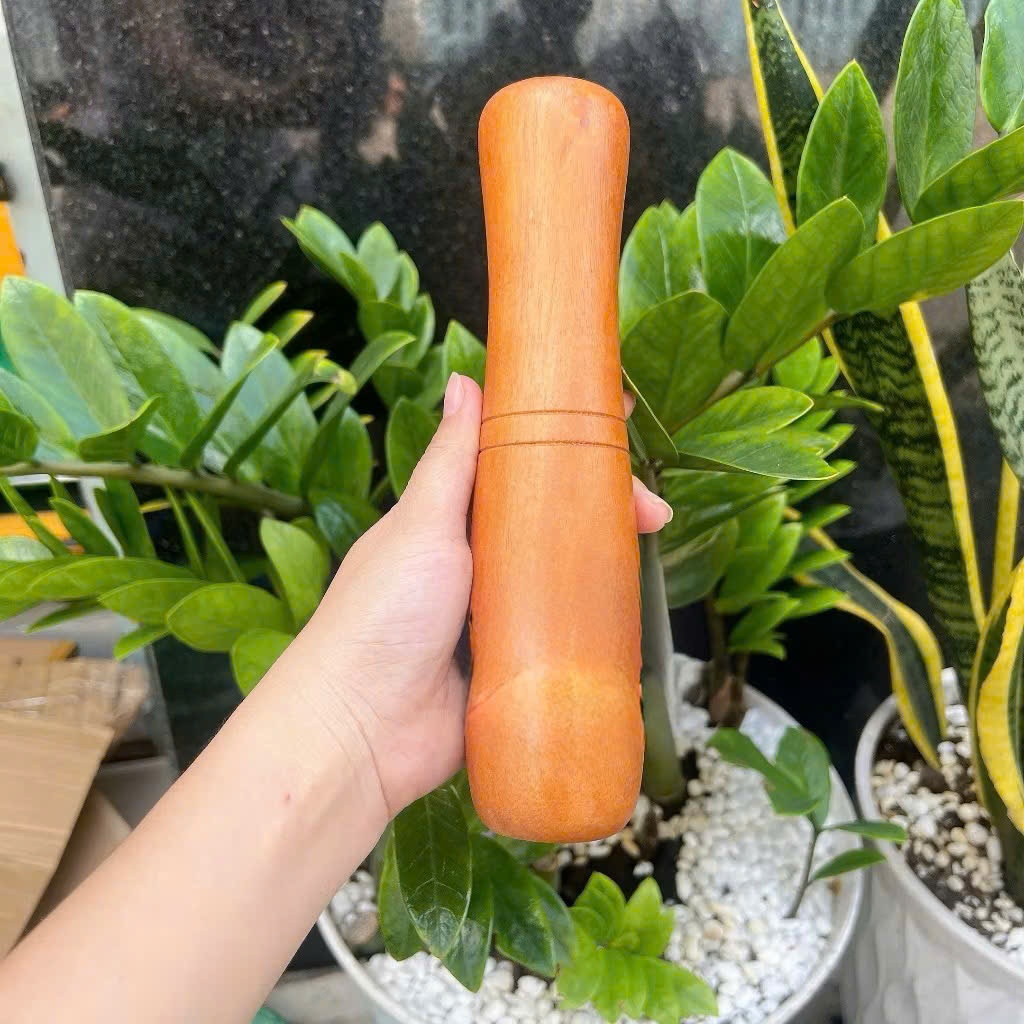 bộ cối chày gỗ tự nhiên nguyên khối