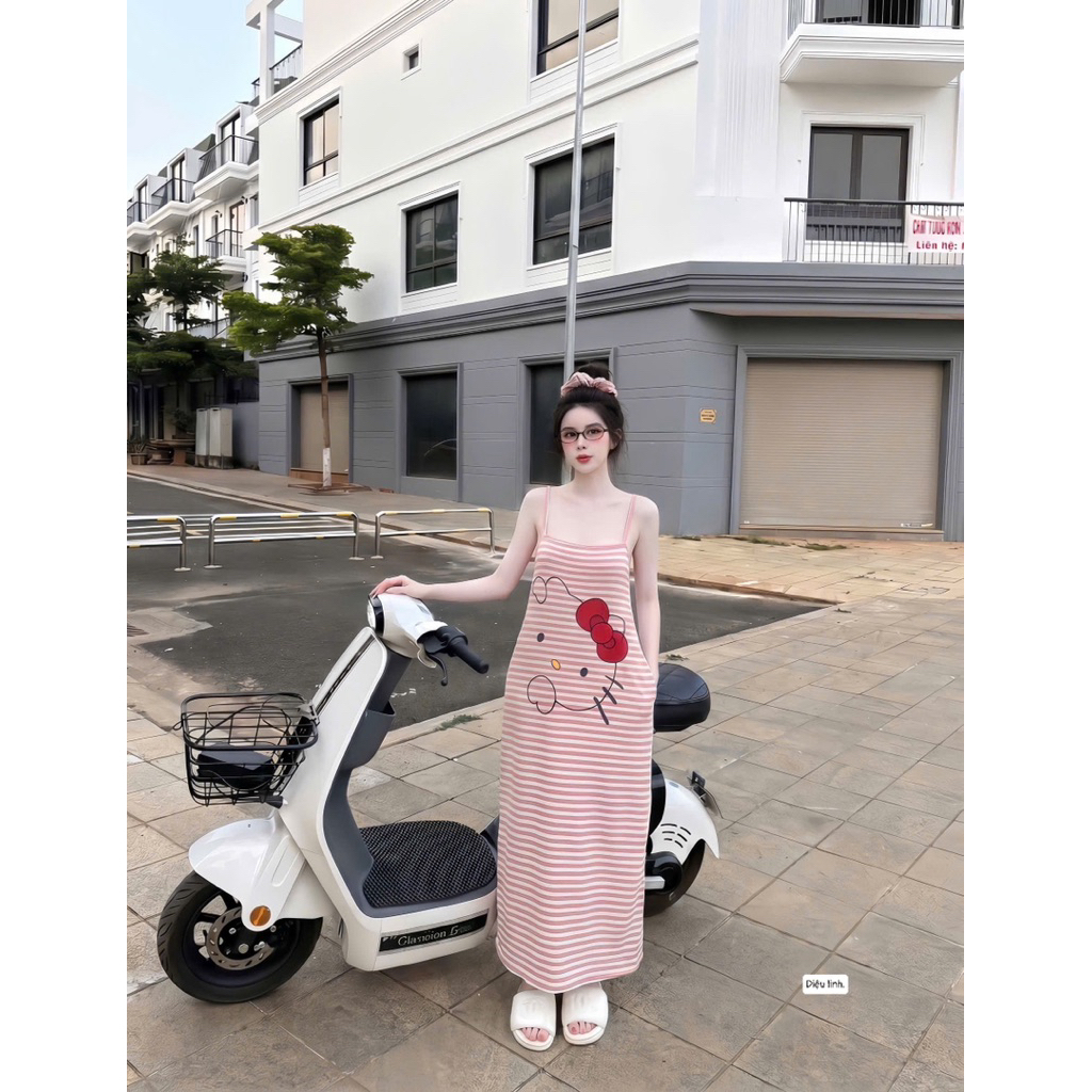 váy kitty xuông kèm chun buộc tóc mặc nhà hay đi chơi đều cutiee lun ạ