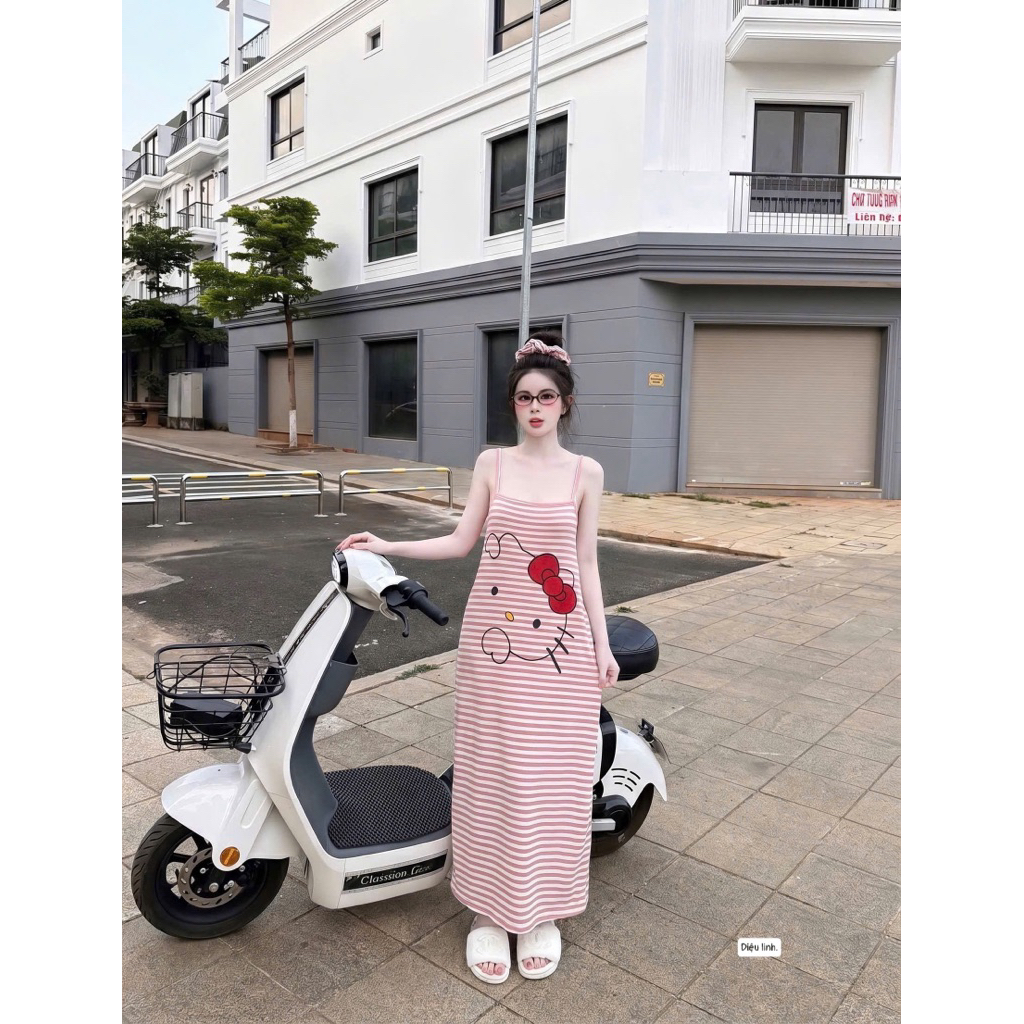 váy kitty xuông kèm chun buộc tóc mặc nhà hay đi chơi đều cutiee lun ạ