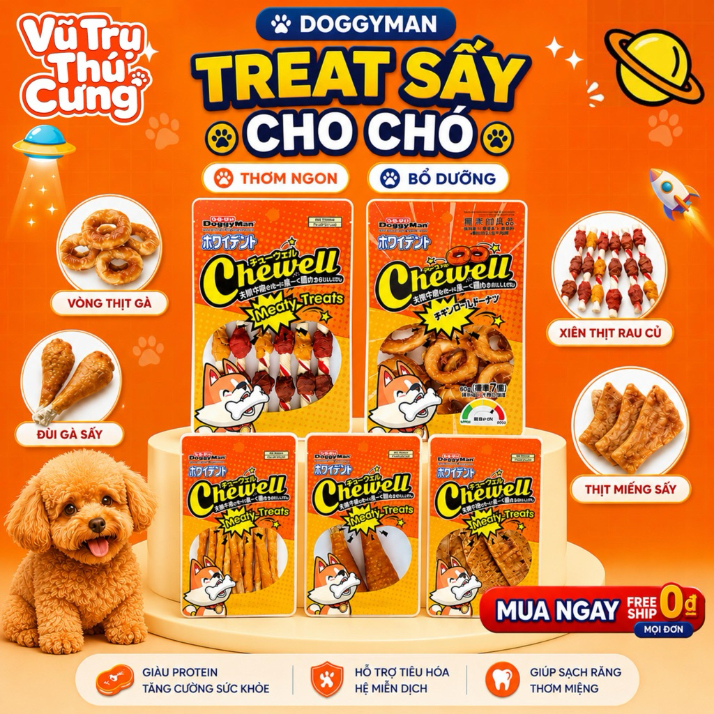 Treat Sấy Chó CheWell DoggyMan Nhiều Vị Hấp Dẫn