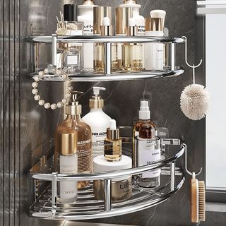 Kệ Góc Nhà Tắm Dán Tường Kệ Để Đồ Phòng Tắm Dán Tường  Miếng Dán Kệ Góc INOX Hàng Đẹp Chống Gỉ
