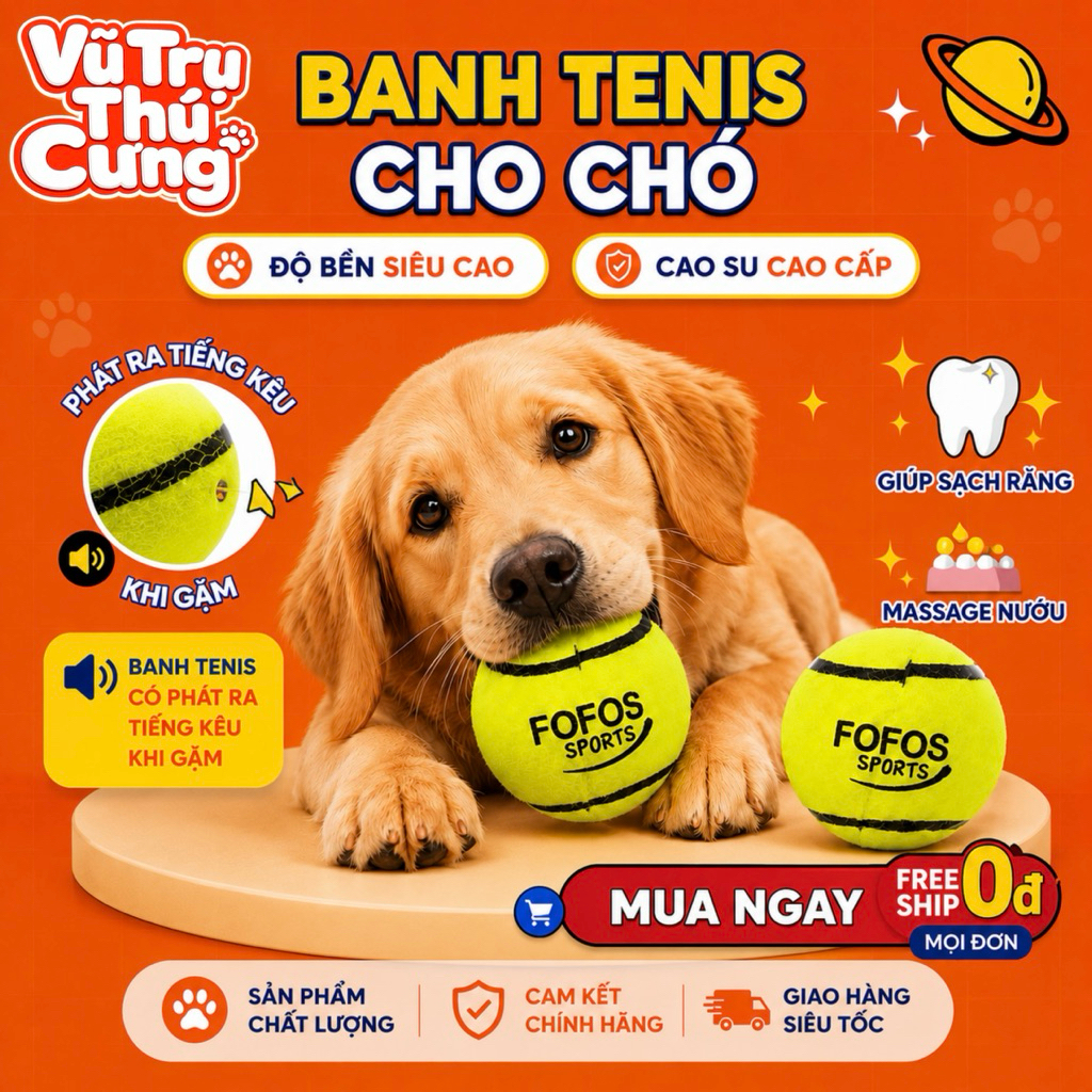 Đồ chơi cho Chó gặm hình bóng Tenis FOFOS (1 Banh Lẻ)