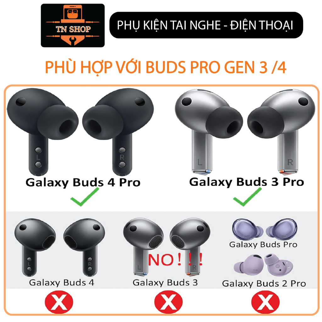 [BUDSPRO3/4 FOAM BỌT BIỂN ] BỘ NÚM TAI NGHE DÀNH CHO SAMSUNGBUDS PRO GEN 3 PRO GEN 4 TÍCH HỢP ĐỆM FOAM BỌT BIỂN