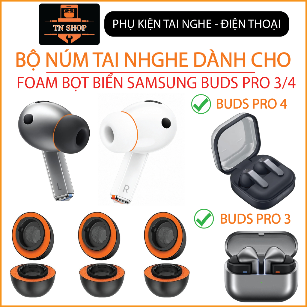 [BUDSPRO3/4 FOAM BỌT BIỂN ] BỘ NÚM TAI NGHE DÀNH CHO SAMSUNGBUDS PRO GEN 3 PRO GEN 4 TÍCH HỢP ĐỆM FOAM BỌT BIỂN