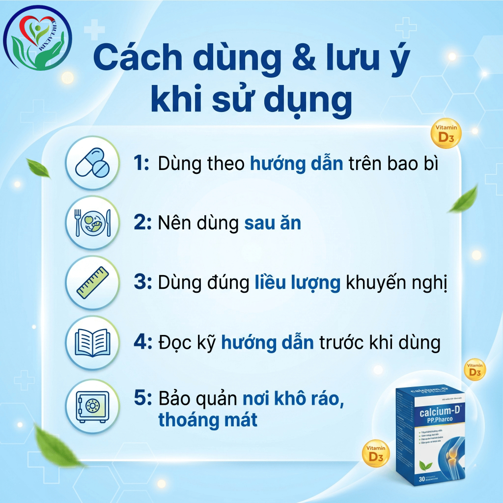 Viên uống Calcium-D PP.Pharco 100 viên bổ sung Canxi D3 hỗ trợ xương răng chắc khỏe