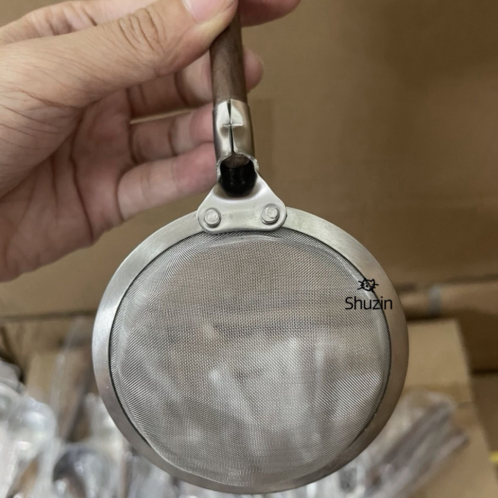 Vợt lọc dầu / vớt bọt inox 304 cán gỗ cao cấp M261