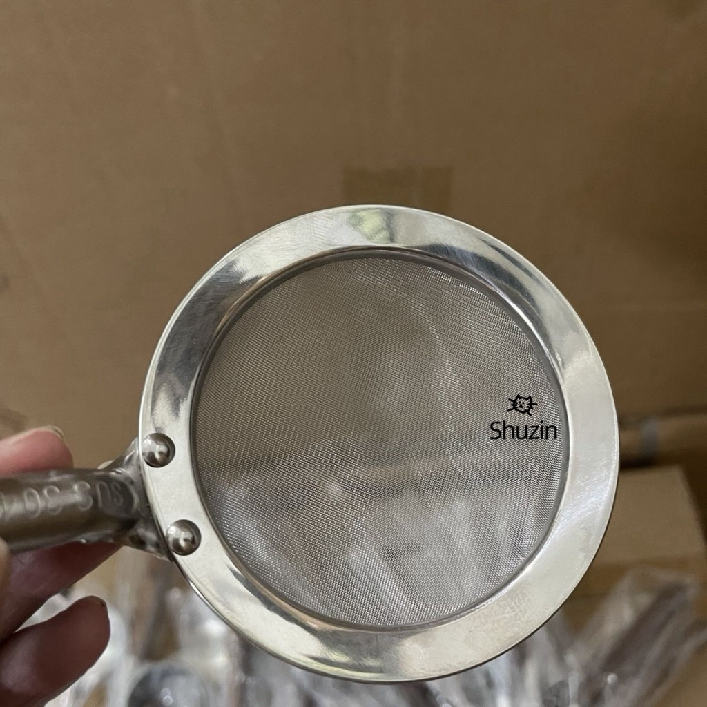 Vợt lọc dầu / vớt bọt inox 304 cán gỗ cao cấp M261