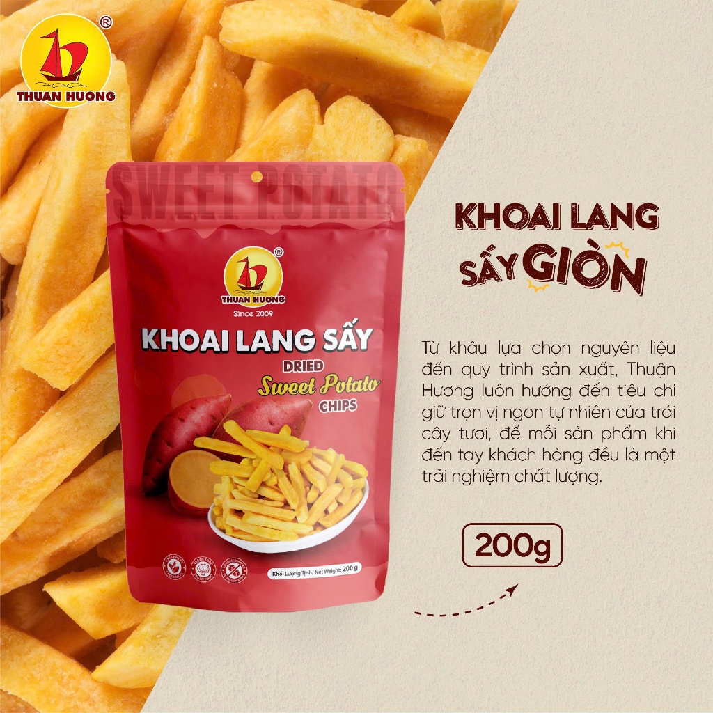 Combo 1kg Thuận Hương - Mít sấy 200g, Rau củ 200g, Chuối sấy 200g, Khoai môn sấy 200g, Khoai lang 200g