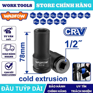 Đầu tuýp dài 1/2” WADFOW đủ loại kích thước chất liệu thép Cr-V DNWF