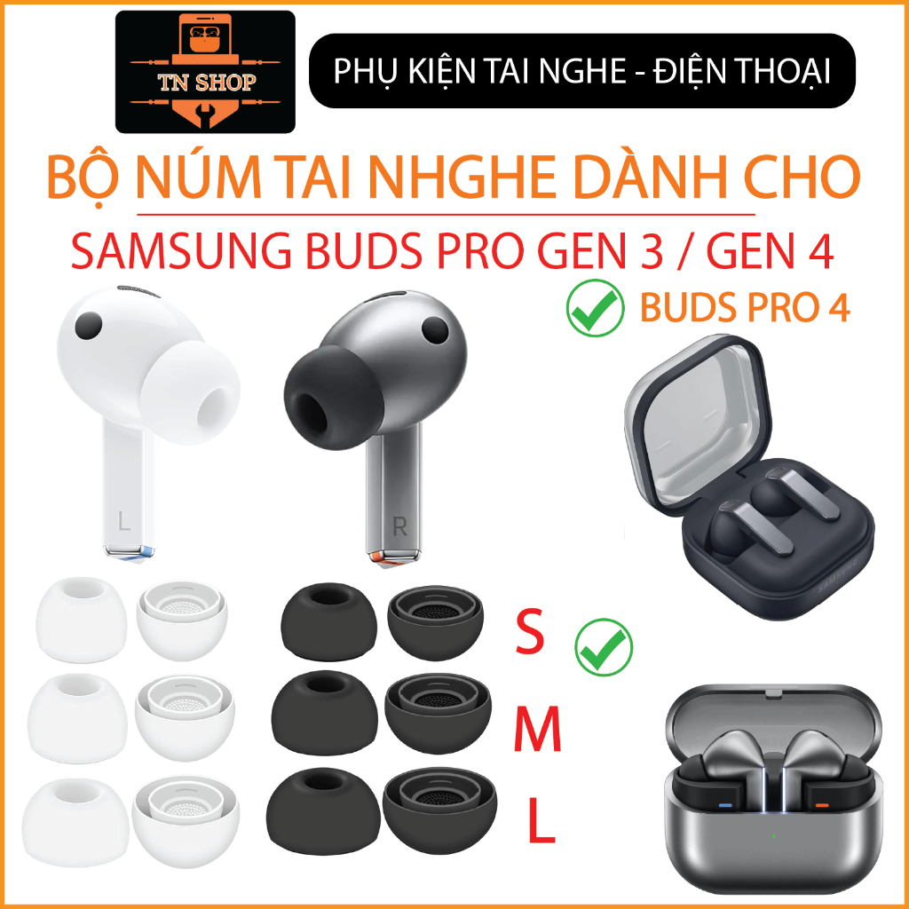 [BUDSPRO 3/4 NGUYÊN BẢN] BỘ NÚM TAI NGHE NGUYÊN BẢN DÀNH CHO SAMSUNGBUDS PRO GEN 3 VÀ PRO GEN 4 MỀM MẠI CÓ LƯỚI, GIẢM ÁP