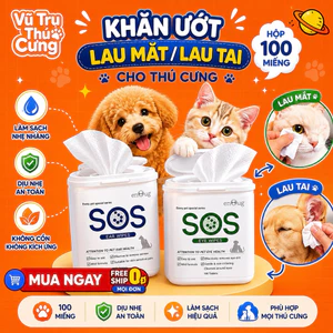 Khăn Ướt Lau Mắt / Lau Tai Cho Thú Cưng SOS 100 Miếng