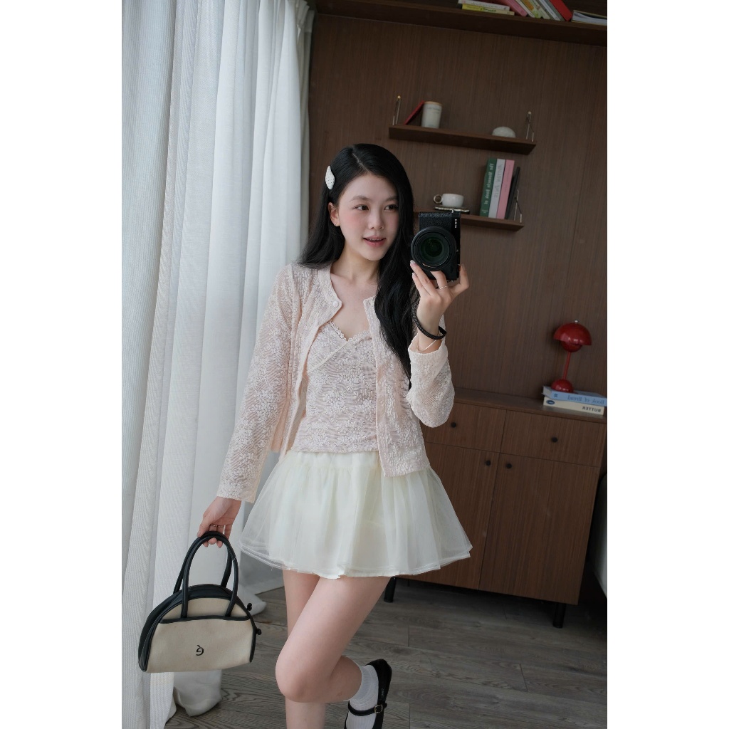 Hàng Loại 1 có size | Nina Set (TSW) Set hoạ tiết ren hoa áo 2 dây kèm áo cardigan Nữ the.sweaterweather