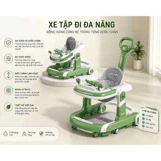 Xe Tập Đi Chữ U cao cấp CHỐNG LẬT cho bé , có kèm đầy đủ bàn ăn và cán đẩy ( có tặng kèm lót chân )