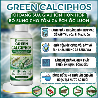 Khoáng sữa Green Calciphos 1 lít khoáng bổ sung thức ăn tôm cá ốc lươn, ngừa bệnh thiếu thoáng, cong thân, mỏng vỏ, đục