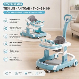 Xe Tập Đi Chữ U cao cấp CHỐNG LẬT cho bé , có kèm đầy đủ bàn ăn và cán đẩy ( có tặng kèm lót chân )
