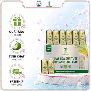 Mật hoa dừa tươi Organic Sokfarm 330ml [Combo 6 Hộp Giấy/1 thùng] Tiệt Trùng UHT Bù Khoáng Điện Giải