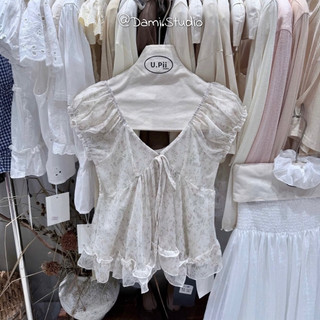 Áo Tơ Tay Bồng Hoa Nhí Vintage Hàn Quốc Xinh Xắn Ngào Trẻ Trung Trenddy QCCCl1(Ảnh thật )|Dami.Studio