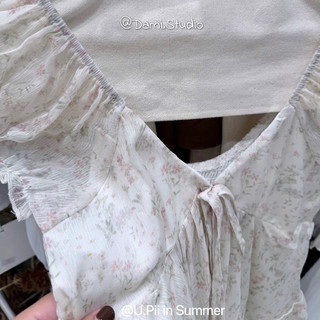 Áo Tơ Tay Bồng Hoa Nhí Vintage Hàn Quốc Xinh Xắn Ngào Trẻ Trung Trenddy QCCCl1(Ảnh thật )|Dami.Studio