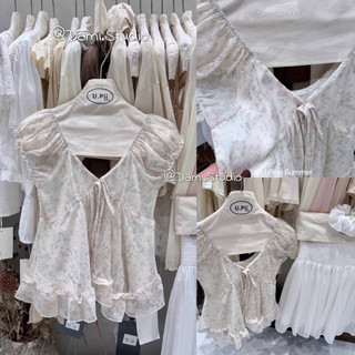 Áo Tơ Tay Bồng Hoa Nhí Vintage Hàn Quốc Xinh Xắn Ngào Trẻ Trung Trenddy QCCCl1(Ảnh thật )|Dami.Studio