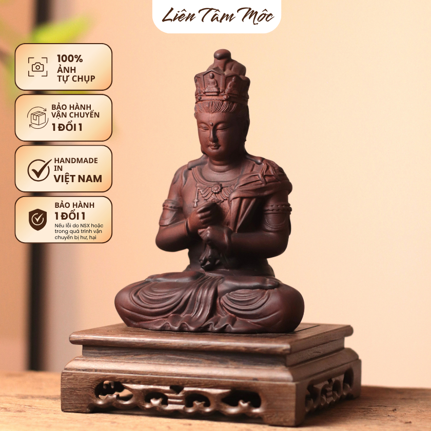 Tượng Đại Nhật Như Lai Phật, Gỗ Hương 20cm, Bản Mệnh Tuổi Thân Mùi, Thủ Công Mỹ Nghệ Cao Cấp Thờ Phật Tại Gia Bình An