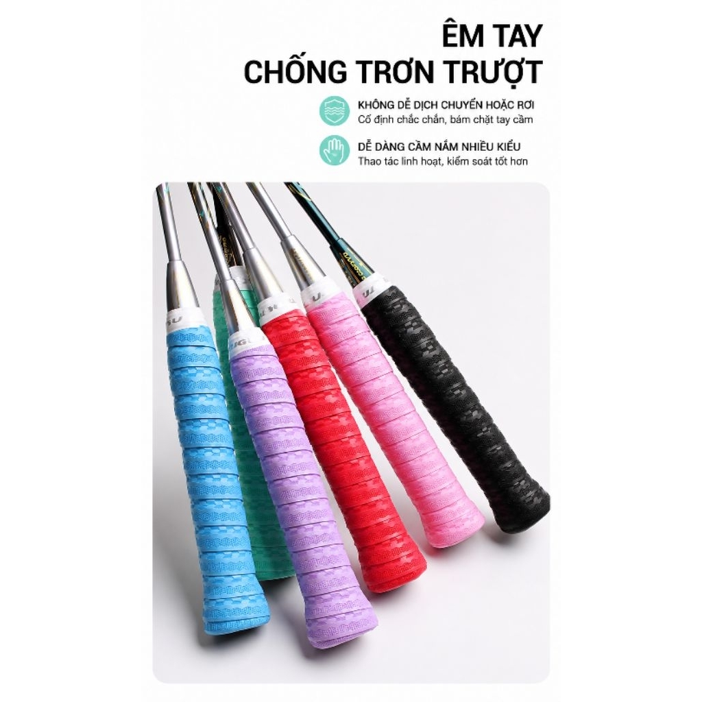 Mua 5c tặng 1 ,Mua 10c tặng 2 Quấn Cán Vợt Pickleball Vân Nổi Cao Cấp | Thấm Hút Mồ Hôi, Chống Trượt| Tennis, Cầu Lông