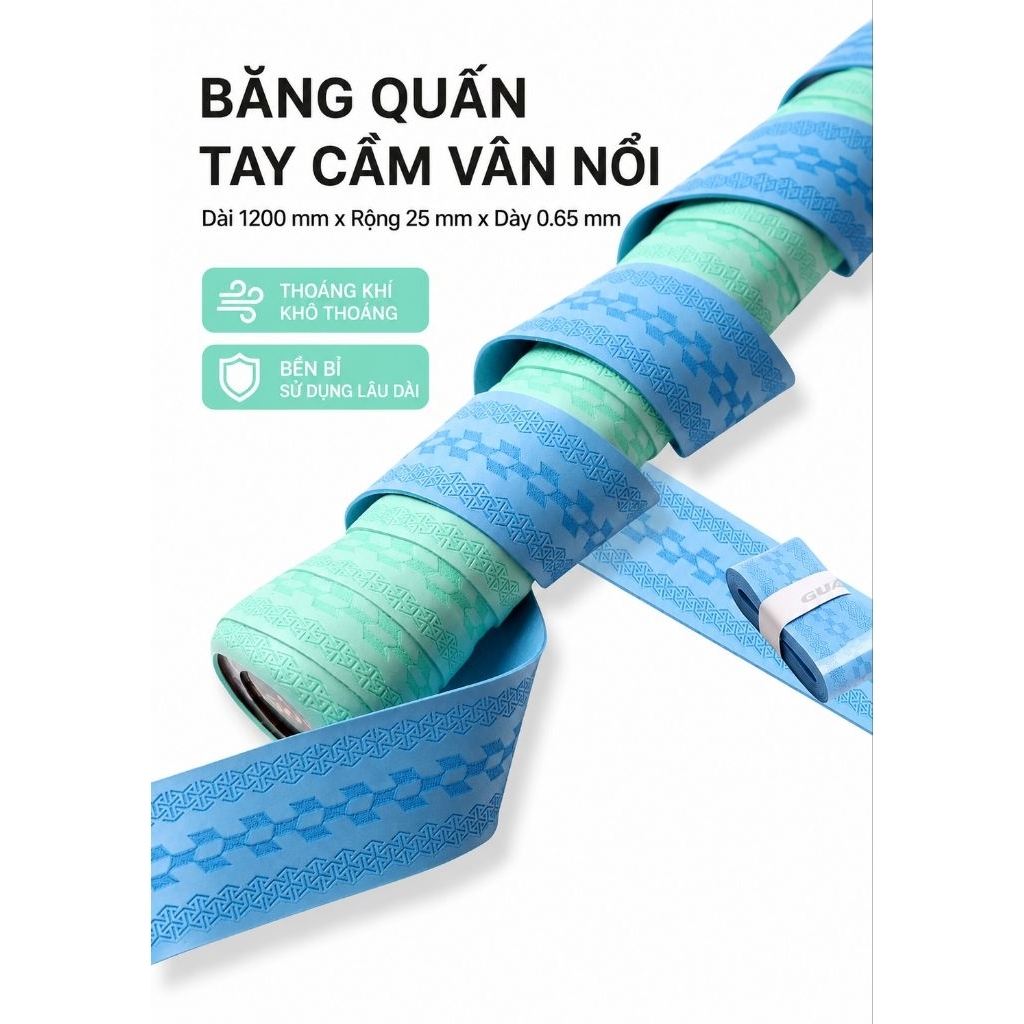 Mua 5c tặng 1 ,Mua 10c tặng 2 Quấn Cán Vợt Pickleball Vân Nổi Cao Cấp | Thấm Hút Mồ Hôi, Chống Trượt| Tennis, Cầu Lông