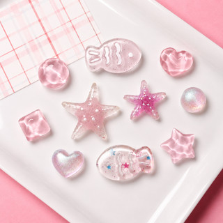 [ĐỘC QUYỀN]  Set Charm Biển Hồng Resin Kawaii Cao Cấp, Bộ 10 Charm Sao Biển, Cá Nhỏ Và Trái Tim Dễ Thương 🌊✨