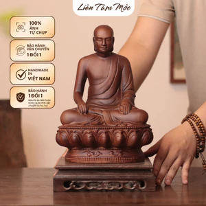 Tượng Phật Hoàng Trần Nhân Tông, Gỗ Hương Đá Cao 20/30cm, Đồ Decor Thiền, Góc Tu Tập Trang Trí Nhà Cửa Phong Thủy