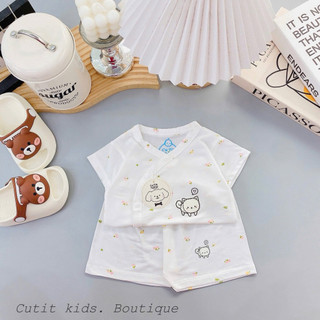 Bộ Cộc Tay Bé Trai, Bé Gái từ 0-9 tháng hoạ tiết Caro chất liệu Petit mềm mại