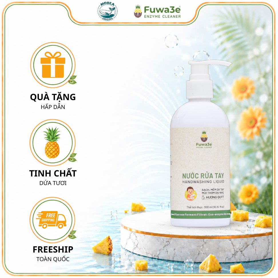 Nước rửa tay hữu cơ mùi tinh dầu quýt từ chế phẩm Enzyme sinh học 300ml