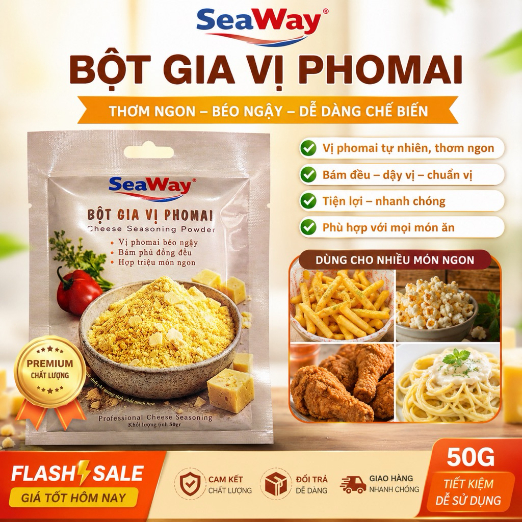Bột phô mai lắc SeaWay, Lắc khoai tây, gà rán, sốt phô mai - bổ sung Canxi và Protein