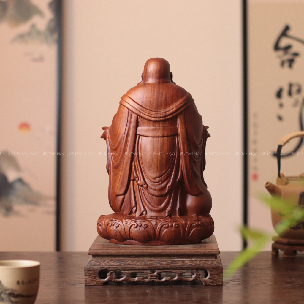 Tượng Phật Di Lặc Dang Tay, Gỗ Hương Cao 20/30cm, Chạm Khắc Thủ Công, Trang Trí Bàn Làm Việc Phong Thủy, ChiêuTài Lộc