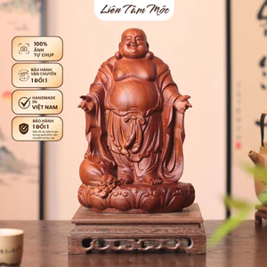 Tượng Phật Di Lặc Dang Tay, Gỗ Hương Cao 20/30cm, Chạm Khắc Thủ Công, Trang Trí Bàn Làm Việc Phong Thủy, ChiêuTài Lộc