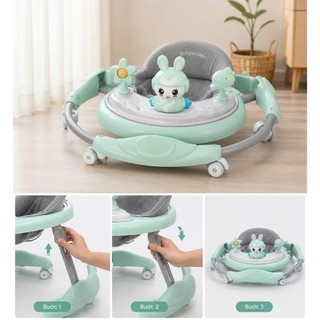 Xe Tròn Tập Đi cho bé hình thỏ đáng yêu có nhạc có đèn kiêm bàn ăn dặm